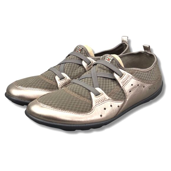 ECCO Slip-On Shoes Wmn Size 41 / US 10 Gold Bronze Leather Mesh Barefoot Walking - Picture 2 of 13